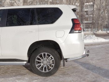 10 999 р. Защита заднего бампера (Ø76 мм уголки, нержавейка) SLITKOFF  Toyota Land Cruiser Prado  J150 (2017-2020) 2-ой рестайлинг  с доставкой в г. Горно‑Алтайск. Увеличить фотографию 3