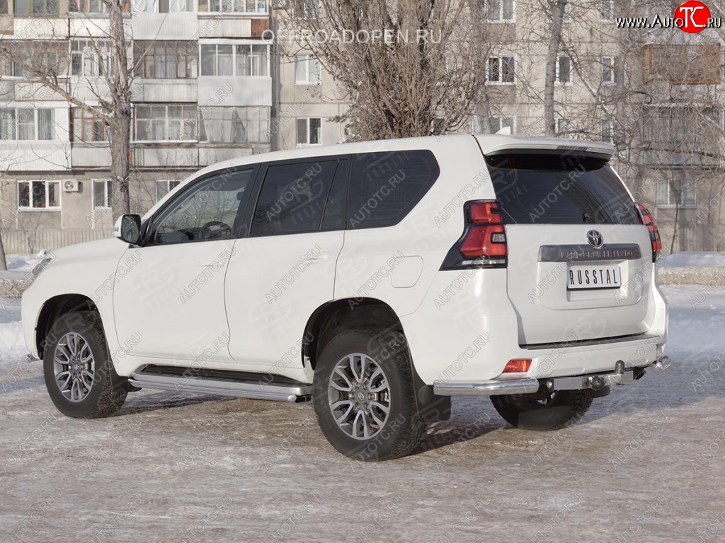 10 999 р. Защита заднего бампера (Ø76 мм уголки, нержавейка) SLITKOFF  Toyota Land Cruiser Prado  J150 (2017-2020) 2-ой рестайлинг  с доставкой в г. Горно‑Алтайск