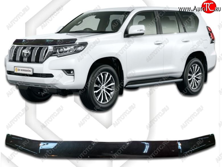 2 059 р. Дефлектор капота CA-Plastic  Toyota Land Cruiser Prado  J150 (2017-2020) 2-ой рестайлинг (Classic черный, Без надписи)  с доставкой в г. Горно‑Алтайск