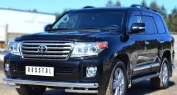 26 399 р. Защита переднего бампера (2 трубы Ø76 и 42 мм, нержавейка) SLITKOFF  Toyota Land Cruiser  200 (2012-2015) 1-ый рестайлинг  с доставкой в г. Горно‑Алтайск. Увеличить фотографию 2