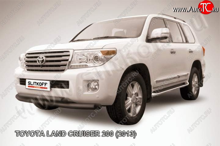 14 949 р. Защита переднего бампер Slitkoff  Toyota Land Cruiser  200 (2012-2015) 1-ый рестайлинг (Цвет: серебристый)  с доставкой в г. Горно‑Алтайск