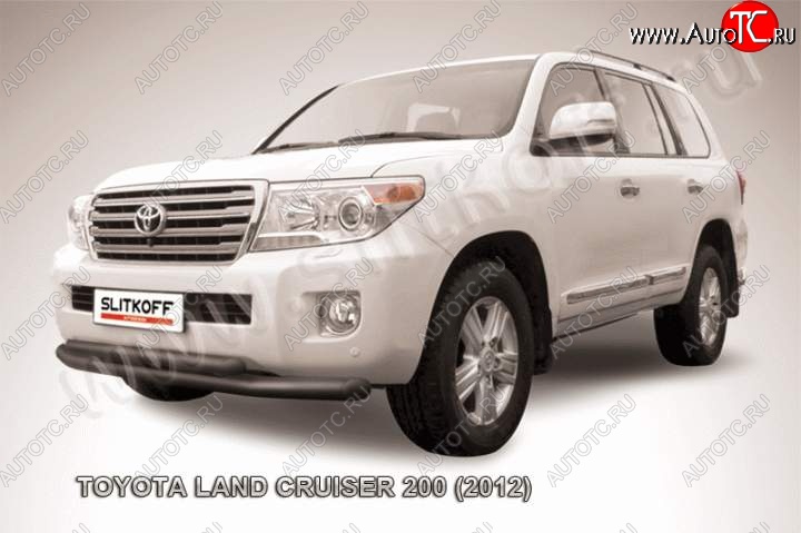 14 949 р. Защита переднего бампер Slitkoff  Toyota Land Cruiser  200 (2012-2015) 1-ый рестайлинг (Цвет: серебристый)  с доставкой в г. Горно‑Алтайск