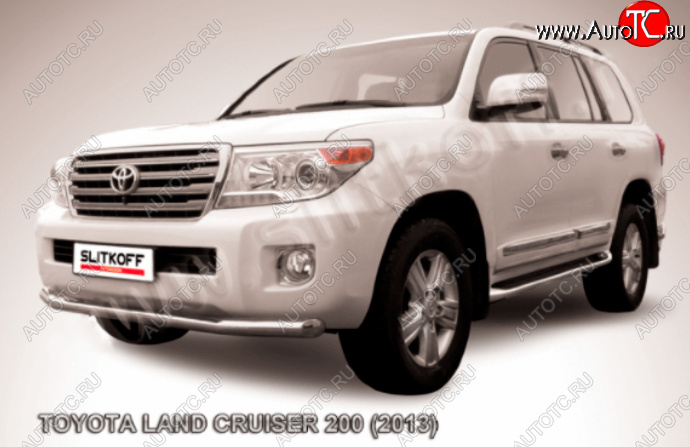 12 399 р. Защита переднего бампера Slitkoff (Ø76 мм)  Toyota Land Cruiser  200 (2012-2015) 1-ый рестайлинг (Нержавейка полированная)  с доставкой в г. Горно‑Алтайск