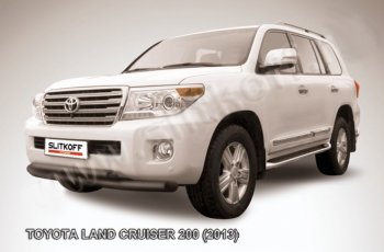 18 499 р. Защита переднего бампера Slitkoff (Ø76 и 57 мм)  Toyota Land Cruiser  200 (2012-2015) 1-ый рестайлинг (Нержавейка полированная)  с доставкой в г. Горно‑Алтайск. Увеличить фотографию 2