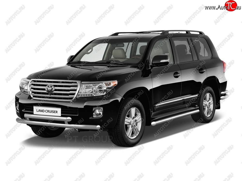 20 949 р. Защита порогов из трубы Ø51 Petroil Tuning Toyota Land Cruiser 200 2-ой рестайлинг (2015-2021) (Нержавеющая полированная сталь)  с доставкой в г. Горно‑Алтайск