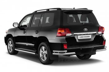 20 949 р. Защита порогов из трубы Ø51 Petroil Tuning Toyota Land Cruiser 200 2-ой рестайлинг (2015-2021) (Нержавеющая полированная сталь)  с доставкой в г. Горно‑Алтайск. Увеличить фотографию 2