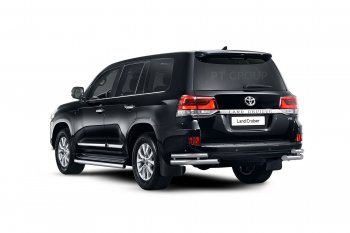 30 999 р. Защита порогов из трубы Ø63 Petroil Tuning Toyota Land Cruiser 200 2-ой рестайлинг (2015-2021) (Нержавеющая полированная сталь)  с доставкой в г. Горно‑Алтайск. Увеличить фотографию 2