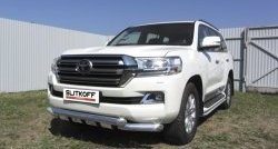 Защита переднего бампера из труб диаметрами по 76 мм с зубьями Slitkoff Toyota (Тойота) Land Cruiser (Лэнд)  200 (2015-2021) 200 2-ой рестайлинг