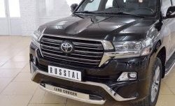 23 899 р. Защита переднего бампера (Ø63 мм с надписью, нержавейка) SLITKOFF Toyota Land Cruiser 200 2-ой рестайлинг (2015-2021)  с доставкой в г. Горно‑Алтайск. Увеличить фотографию 3