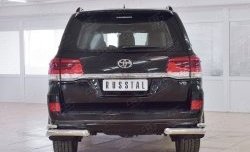 15 749 р. Защита заднего бампера (2 трубы Ø76х42 мм, нержавейка) SLITKOFF Toyota Land Cruiser 200 2-ой рестайлинг (2015-2021)  с доставкой в г. Горно‑Алтайск. Увеличить фотографию 1