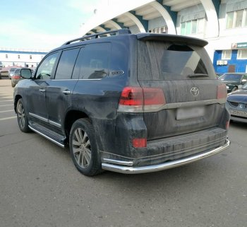 16 749 р. Тройная защита заднего бампера SLITKOFF из труб диаметром 76 и 42 мм SLITKOFF Toyota Land Cruiser 200 2-ой рестайлинг (2015-2021)  с доставкой в г. Горно‑Алтайск. Увеличить фотографию 2