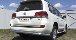 Защита заднего бампера из трубы диаметром 76 мм Slitkoff Toyota Land Cruiser 200 2-ой рестайлинг (2015-2021)