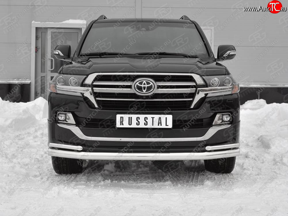 22 999 р. Защита переднего бампера (2 трубы Ø 76 и 42 мм, нержавейка, EXECUTIVE LOUNGE)  Toyota Land Cruiser  200 (2015-2021) 2-ой рестайлинг  с доставкой в г. Горно‑Алтайск