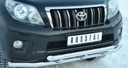 24 649 р. Защита переднего бампера (2 трубыØ63 мм, нержавейка) SLITKOFF Toyota Land Cruiser Prado J150 дорестайлинг (2009-2013)  с доставкой в г. Горно‑Алтайск. Увеличить фотографию 2