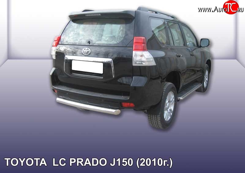 15 399 р. Защита заднего бампера из короткой трубы диаметром 76 мм Slitkoff  Toyota Land Cruiser Prado  J150 (2009-2013) дорестайлинг (Цвет: нержавеющая полированная сталь)  с доставкой в г. Горно‑Алтайск