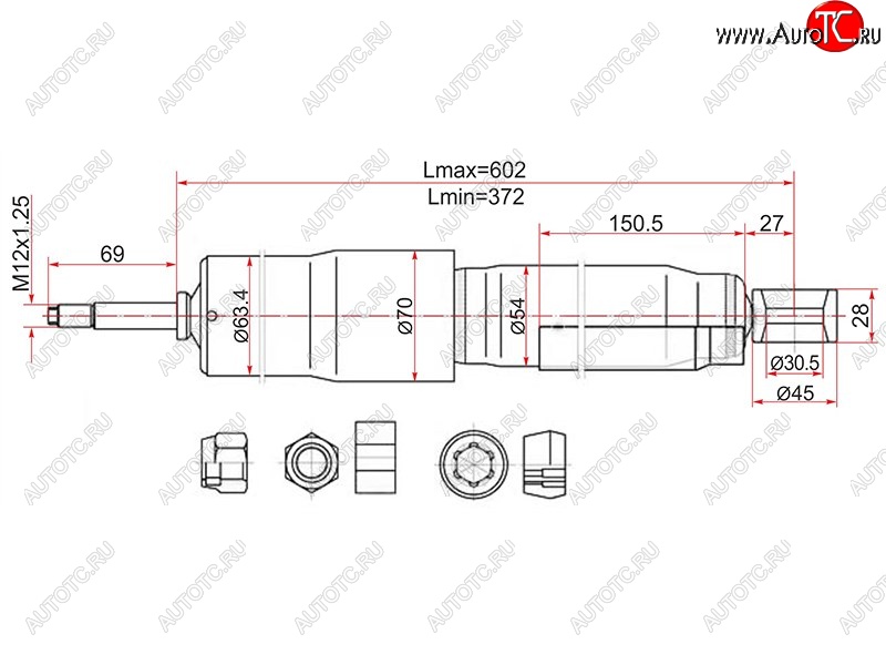 2 399 р. Амортизатор задний LH=RH SAT  Toyota Land Cruiser  80 (1989-1997)  с доставкой в г. Горно‑Алтайск