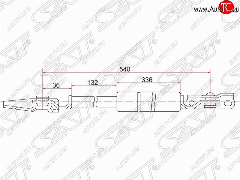 1 249 р. Правый газовый упор крышки багажника SAT  Toyota Nadia  XN10 (1998-2003) дорестайлинг, рестайлинг минивэн  с доставкой в г. Горно‑Алтайск