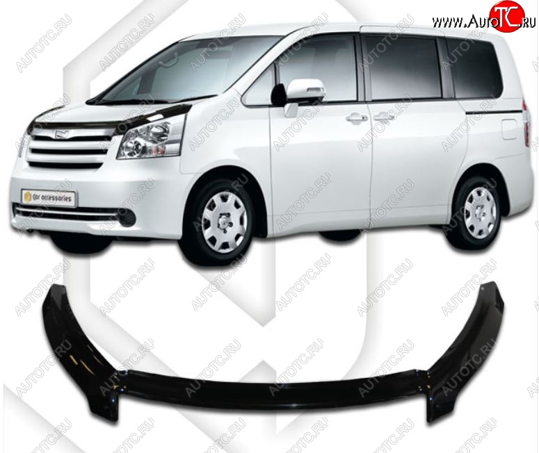 2 599 р. Дефлектор капота CA-Plastiс exclusive Toyota Noah 2 дорестайлинг (2007-2010) (серия Classic черный, Без надписи)  с доставкой в г. Горно‑Алтайск