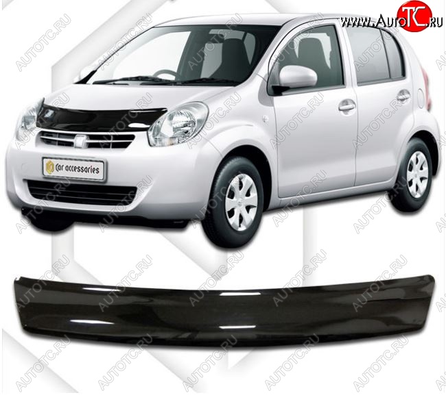 1 899 р. Дефлектор капота CA-Plastiс  Toyota Passo  2 (2010-2016) (Classic черный, Без надписи)  с доставкой в г. Горно‑Алтайск