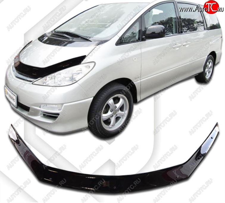 1 999 р. Дефлектор капота CA-Plastiс  Toyota Previa  2 (2000-2006) (Classic черный, Без надписи)  с доставкой в г. Горно‑Алтайск