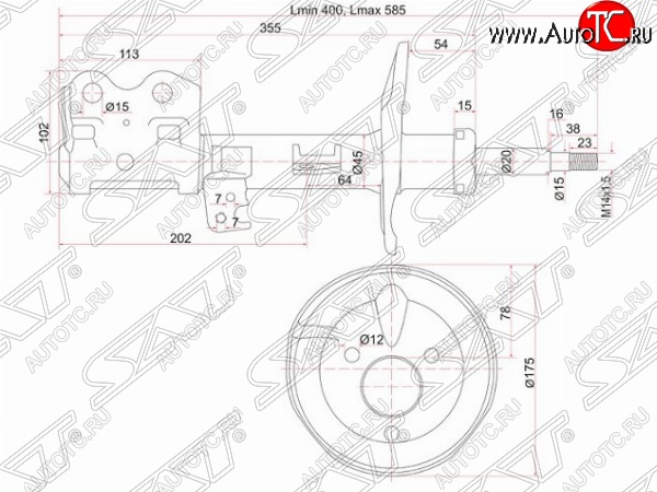 4 189 р. Левый амортизатор передний SAT Toyota Prius XW20 дорестайлинг (2003-2005)  с доставкой в г. Горно‑Алтайск