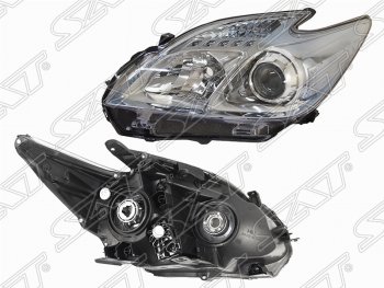 Левая фара передняя SAT (хром) Toyota Prius  XW30 (2012-2016) рестайлинг лифтбэк