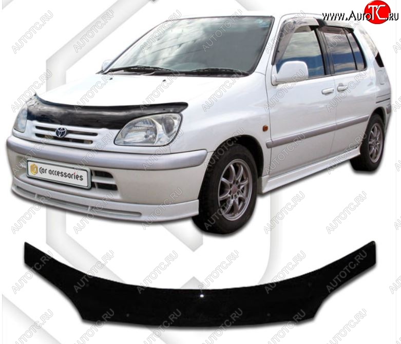 2 159 р. Дефлектор капота CA-Plastiс  Toyota Raum (1997-2003) (Classic черный, Без надписи)  с доставкой в г. Горно‑Алтайск