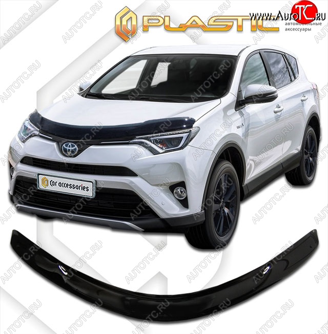 2 099 р. Дефлектор капота CA-Plastic  Toyota RAV4  XA40 (2015-2019) 5 дв. рестайлинг (Classic черный, Без надписи)  с доставкой в г. Горно‑Алтайск