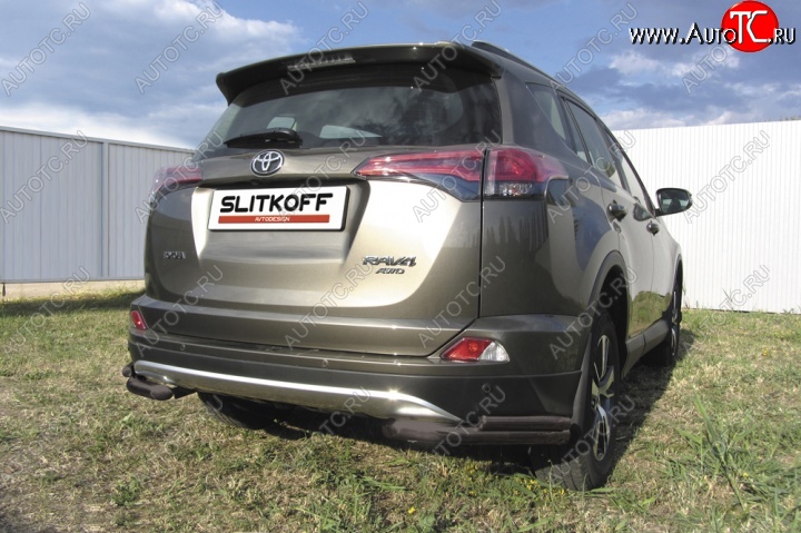 6 849 р. Уголки d57+d42 двойные  Toyota RAV4  XA40 (2015-2019) 5 дв. рестайлинг (Цвет: серебристый)  с доставкой в г. Горно‑Алтайск