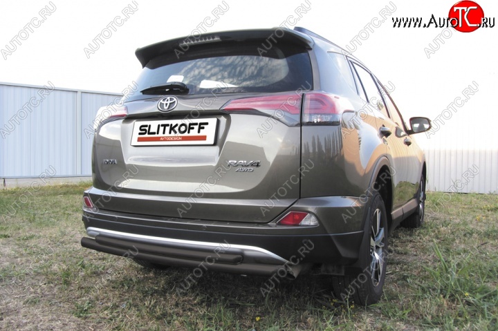 8 599 р. Защита задняя Slitkoff Toyota RAV4 XA40 5 дв. рестайлинг (2015-2019) (Цвет: серебристый)  с доставкой в г. Горно‑Алтайск