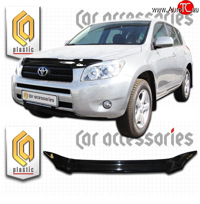 1 999 р. Дефлектор капота CA-Plastic  Toyota RAV4  XA305 (2005-2009) 5 дв. дорестайлинг (Classic черный, Без надписи)  с доставкой в г. Горно‑Алтайск