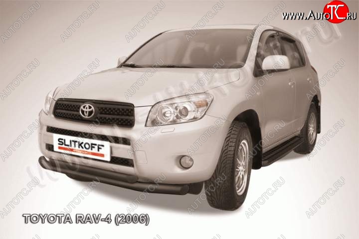 11 299 р. Защита переднего бампер Slitkoff Toyota RAV4 XA305 5 дв. дорестайлинг (2005-2009) (Цвет: серебристый)  с доставкой в г. Горно‑Алтайск