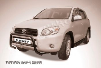 24 449 р. Защита переднего бампера Slitkoff (Ø57 мм, низкая) Toyota RAV4 XA305 5 дв. дорестайлинг (2005-2009) (Нержавейка полированная)  с доставкой в г. Горно‑Алтайск. Увеличить фотографию 2