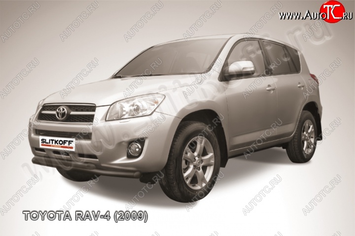 10 299 р. Защита переднего бампер Slitkoff Toyota RAV4 XA30 5 дв. 1-ый рестайлинг (2008-2010) (Цвет: серебристый)  с доставкой в г. Горно‑Алтайск