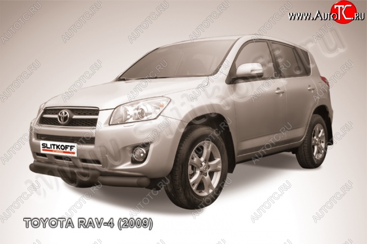 11 299 р. Защита переднего бампер Slitkoff Toyota RAV4 XA30 5 дв. 1-ый рестайлинг (2008-2010) (Цвет: серебристый)  с доставкой в г. Горно‑Алтайск