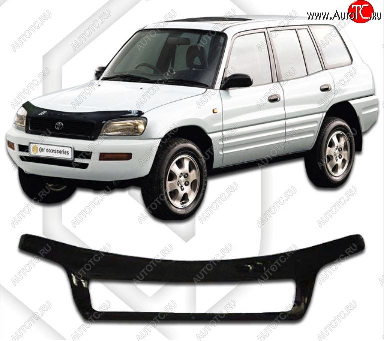 2 399 р. Дефлектор капота CA-Plastiс  Toyota RAV4  XA10 (1994-2000) 5 дв. дорестайлинг, 5 дв. рестайлинг (Classic черный, Без надписи)  с доставкой в г. Горно‑Алтайск