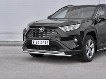 Защита переднего бампера (Ø42 мм, нержавейка) SLITKOFF Toyota RAV4 XA50 5 дв. дорестайлинг (2018-2024)