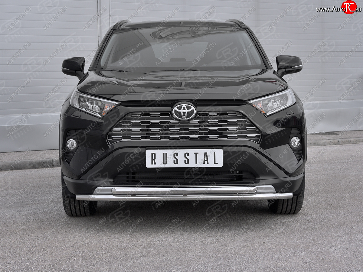 20 949 р. Защита переднего бампера (2 трубы Ø42 мм, нержавейка) SLITKOFF Toyota RAV4 XA50 5 дв. дорестайлинг (2018-2024)  с доставкой в г. Горно‑Алтайск