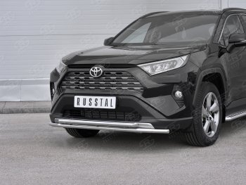 20 949 р. Защита переднего бампера (2 трубы Ø42 мм, нержавейка) SLITKOFF Toyota RAV4 XA50 5 дв. дорестайлинг (2018-2024)  с доставкой в г. Горно‑Алтайск. Увеличить фотографию 3