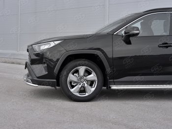 20 949 р. Защита переднего бампера (2 трубы Ø42 мм, нержавейка) SLITKOFF Toyota RAV4 XA50 5 дв. дорестайлинг (2018-2024)  с доставкой в г. Горно‑Алтайск. Увеличить фотографию 4