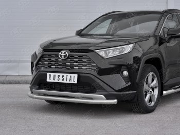 18 199 р. Защита переднего бампера (Ø63 мм, нержавейка) SLITKOFF Toyota RAV4 XA50 5 дв. дорестайлинг (2018-2024)  с доставкой в г. Горно‑Алтайск. Увеличить фотографию 2