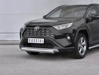 Защита переднего бампера (Ø75х42 мм, нержавейка) Russtal Toyota RAV4 XA50 5 дв. дорестайлинг (2018-2024)