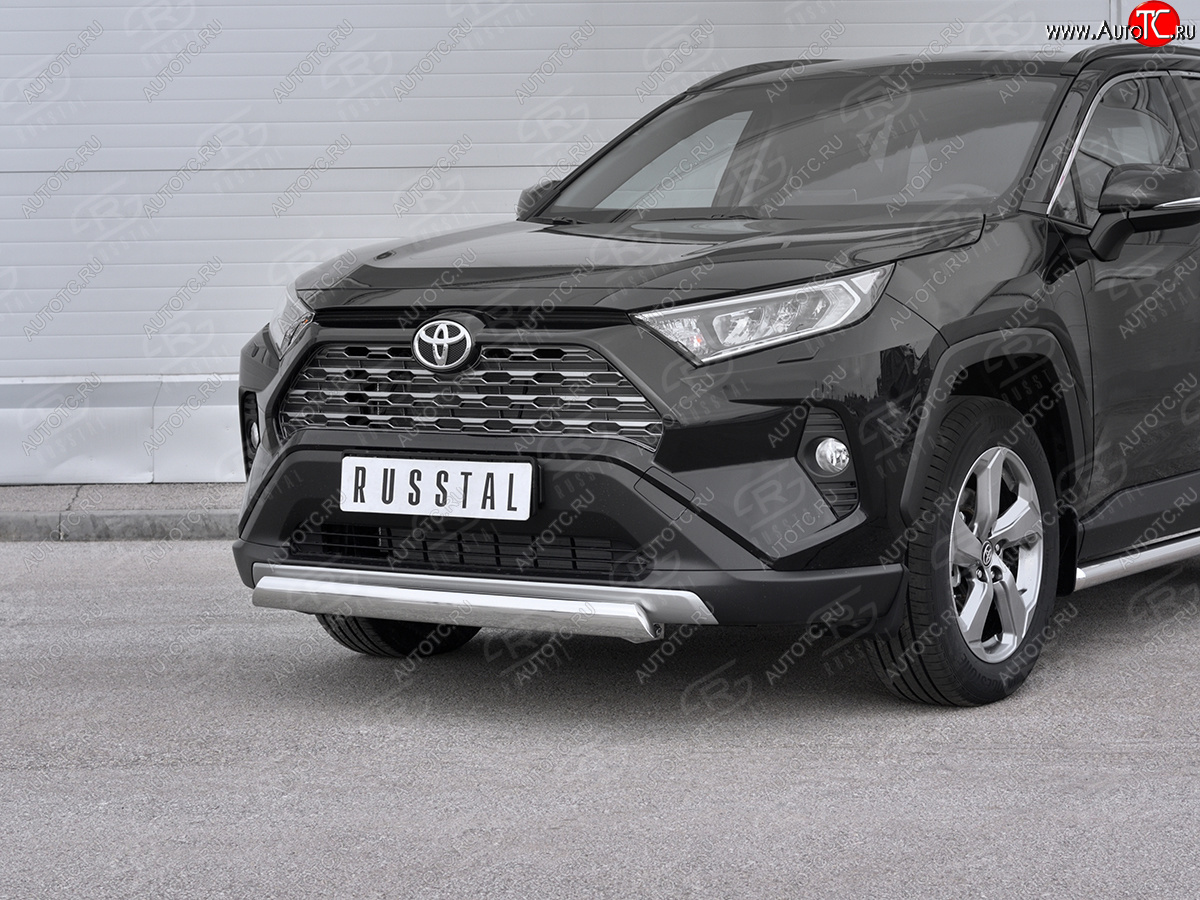 15 999 р. Защита переднего бампера (Ø75х42 мм, нержавейка) Russtal Toyota RAV4 XA50 5 дв. дорестайлинг (2018-2024)  с доставкой в г. Горно‑Алтайск