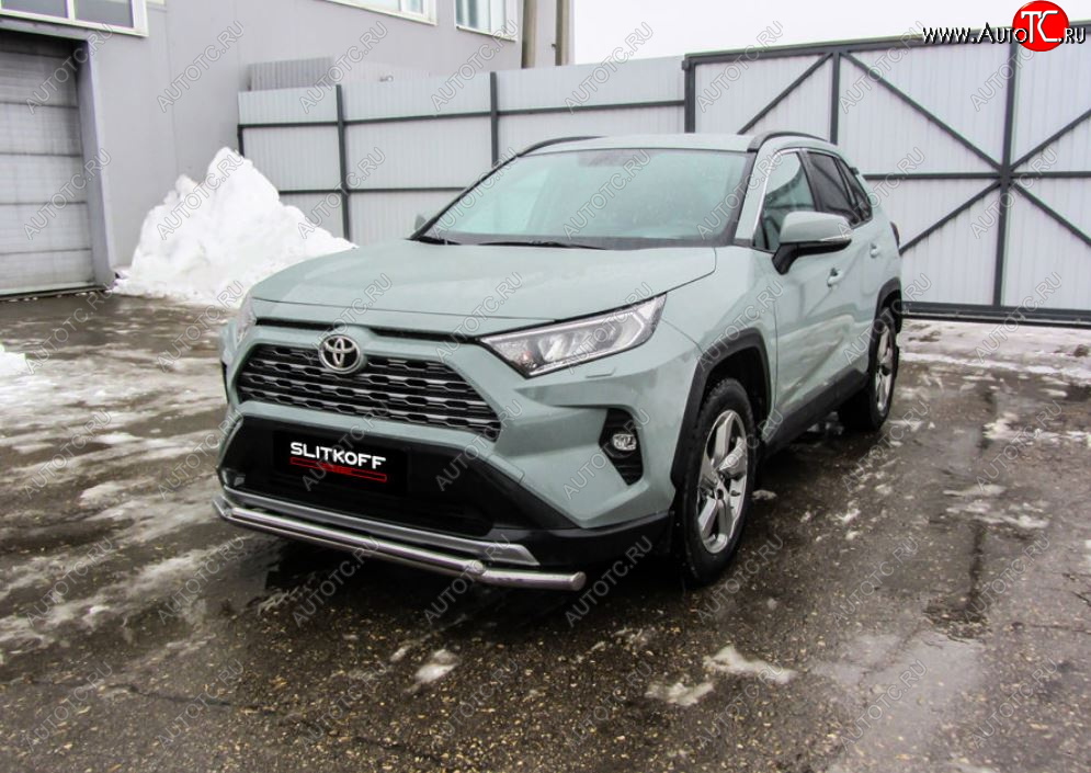 13 699 р. Защита переднего бампера Slitkoff (Ø57 и 42 мм)  Toyota RAV4  XA50 (2018-2025) 5 дв. дорестайлинг (Нержавейка)  с доставкой в г. Горно‑Алтайск