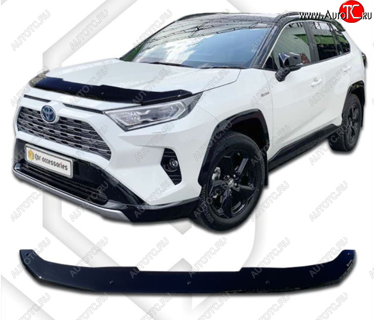 1 999 р. Дефлектор капота CA-Plastiс  Toyota RAV4  XA50 (2018-2024) 5 дв. дорестайлинг (Classic черный, Без надписи)  с доставкой в г. Горно‑Алтайск