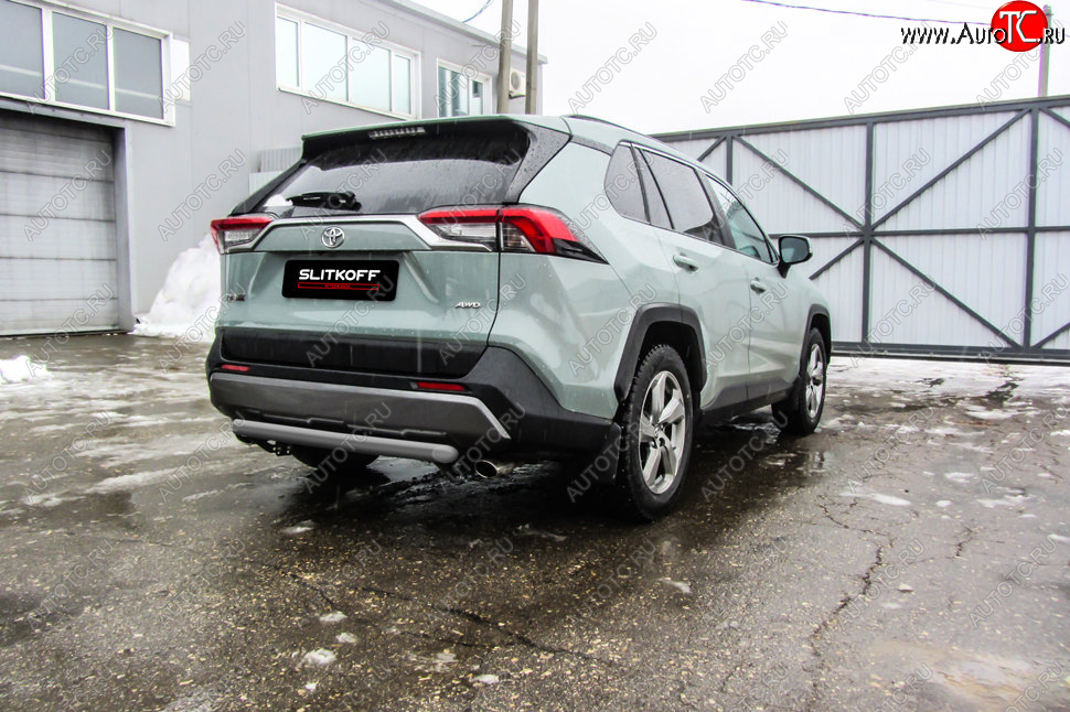 6 399 р. Защита заднего бампера Slitkoff (Ø57 мм)  Toyota RAV4  XA50 (2018-2025) 5 дв. дорестайлинг (Сталь с полимерным покрытием в цвет: серебристый)  с доставкой в г. Горно‑Алтайск