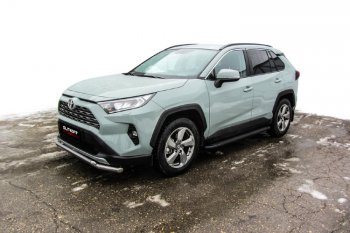 19 449 р. Пороги алюминиевые Slitkoff Toyota RAV4 XA50 5 дв. дорестайлинг (2018-2024) (Optima Black )  с доставкой в г. Горно‑Алтайск. Увеличить фотографию 3