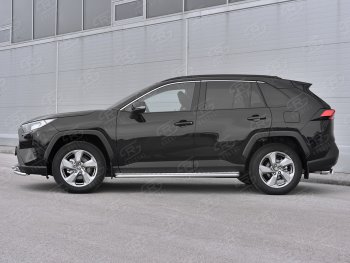 24 649 р. Пороги SLITKOFF d42 с листом  Toyota RAV4  XA50 (2018-2025) 5 дв. дорестайлинг (лист алюминий, труба нержавейка)  с доставкой в г. Горно‑Алтайск. Увеличить фотографию 3