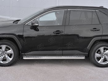 24 649 р. Пороги SLITKOFF d42 с листом  Toyota RAV4  XA50 (2018-2025) 5 дв. дорестайлинг (лист алюминий, труба нержавейка)  с доставкой в г. Горно‑Алтайск. Увеличить фотографию 2