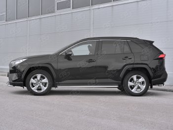 35 549 р. Пороги SLITKOFF d42 с листом  Toyota RAV4  XA50 (2018-2025) 5 дв. дорестайлинг (лист нержавейка, труба нержавейка)  с доставкой в г. Горно‑Алтайск. Увеличить фотографию 3